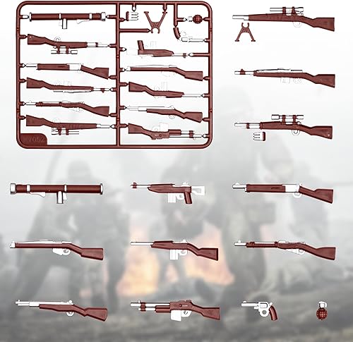 Miniatura 65 de Juego de 63 piezas de armas militares, accesorios de fuerzas especiales del Reino Unido, juguetes de armas, equipo militar, bloques de batalla