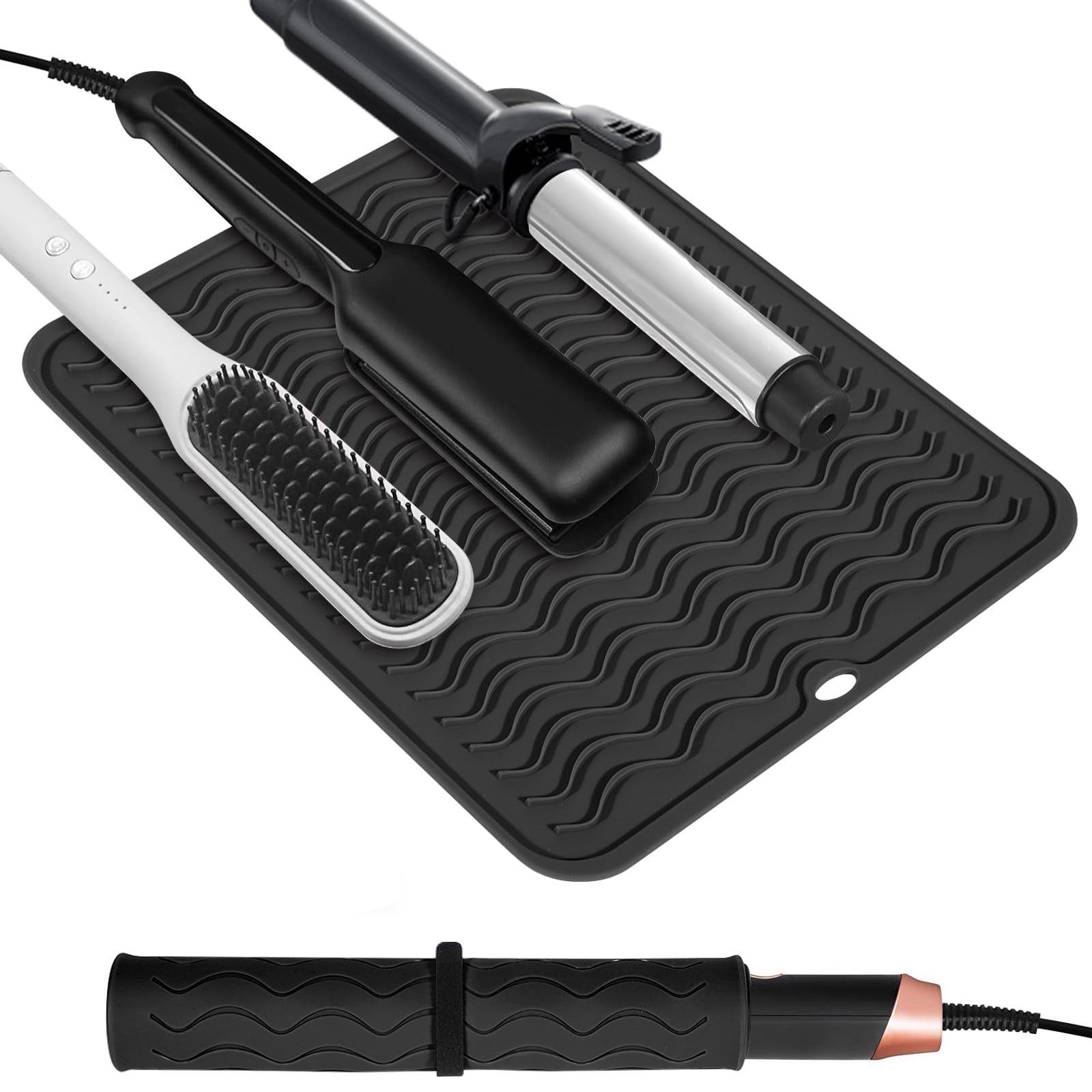 Quccefods Heat Resistant Mat Oversize Curling Iron Mat Silicone Hot Hair Tools Mat for Hair Straightener Flat Irons