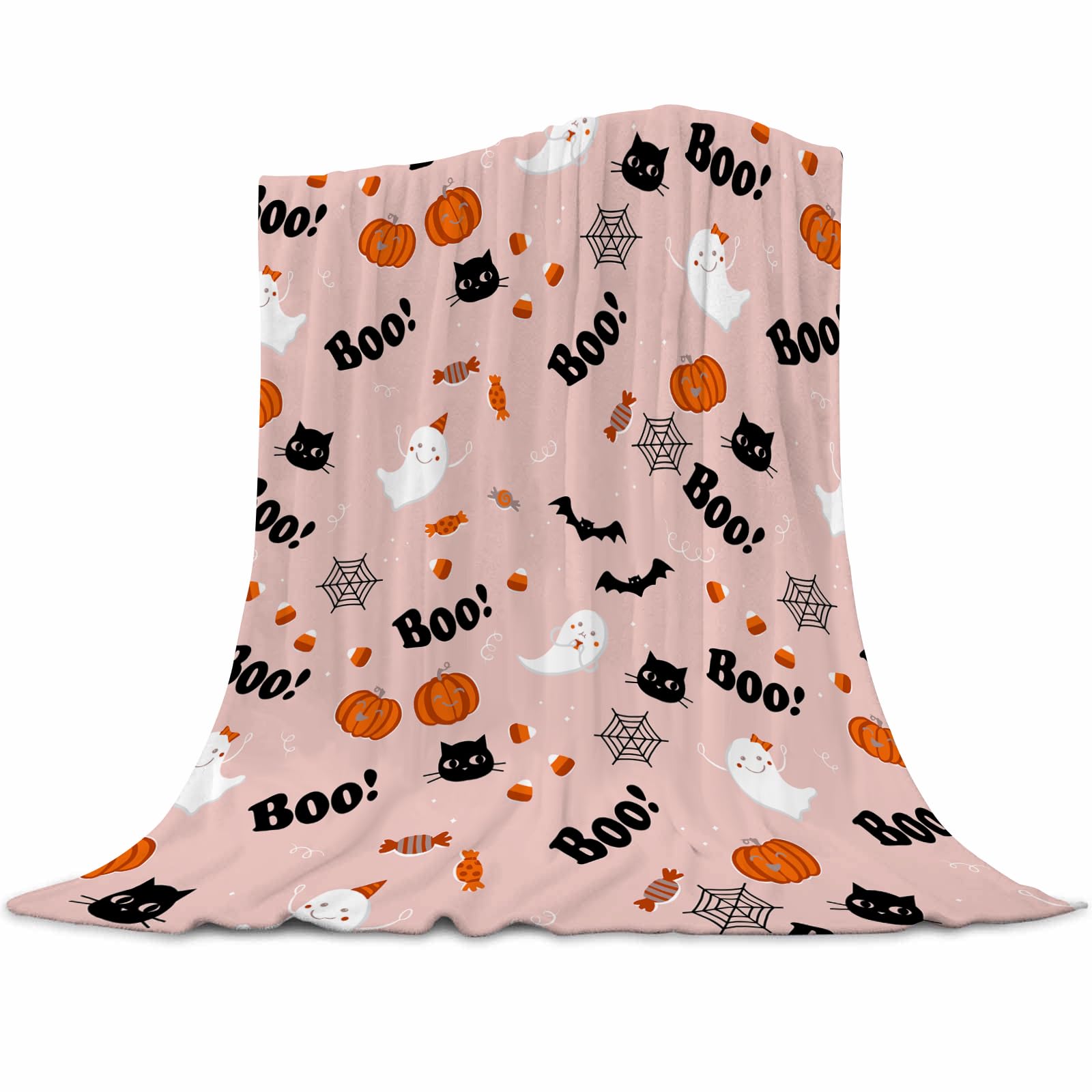Gaakvrr Women's Halloween 2 Halloween Blanket Cute Ghost Blanket With Pumpkin Lightweight Throw For Soft Cozy Fleece Couch Living Room 100X130cm(40X50 Inch)