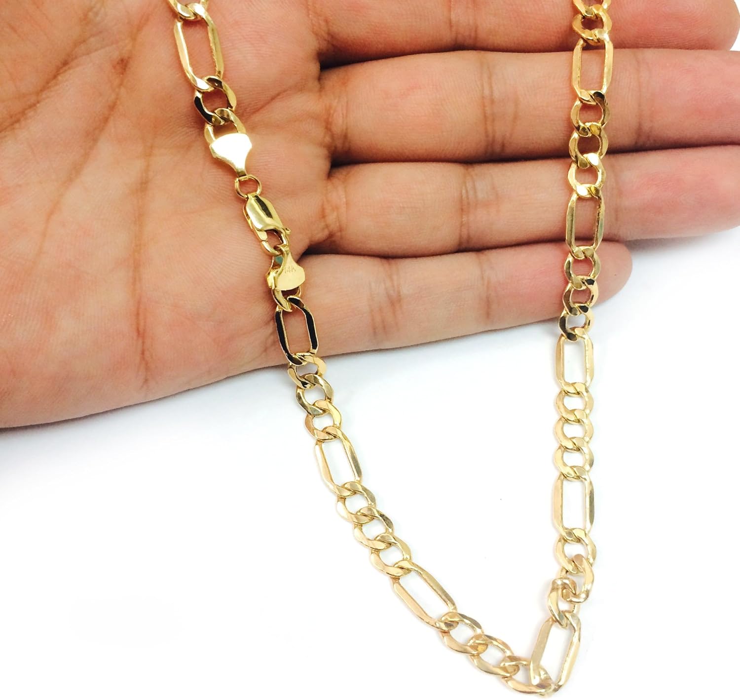 Jewelry Affairs 14k Yellow Gold Hollow Figaro Chain Necklace, 6.5mm - Image 6
