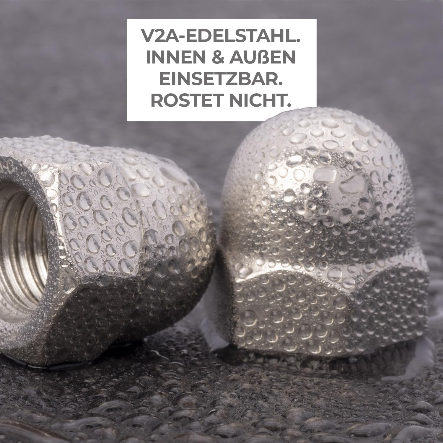 Hutmuttern M12 100 Stück Sechskanthutmuttern hohe Form Kappenmuttern aus nicht rostendem Edelstahl A2 V2A Muttern Schutzkappen für Gewindestangen, Gewindebolzen und Schrauben DIN 986