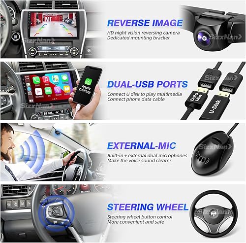 Miniatura 12 de Para Camry Upgrade Android Radio Compatible con Carplay Android Auto, Estéreo de Coche Bluetooth Navegación Pantalla Táctil Reproductor Multimedia