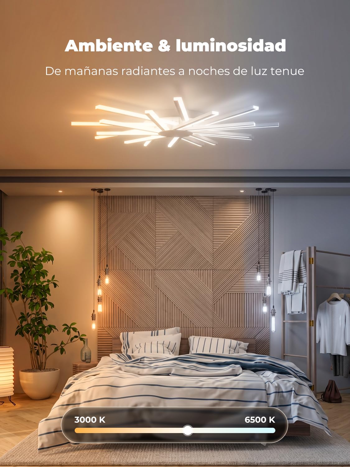 Φ96cm Lámparas de Techo Salón, Ceiling Light Grande Moderna, Plafones de Techo con 18 Luz, Regulable, Luz de Techo con Mando a Distancia, Función de Memoria, Blanco