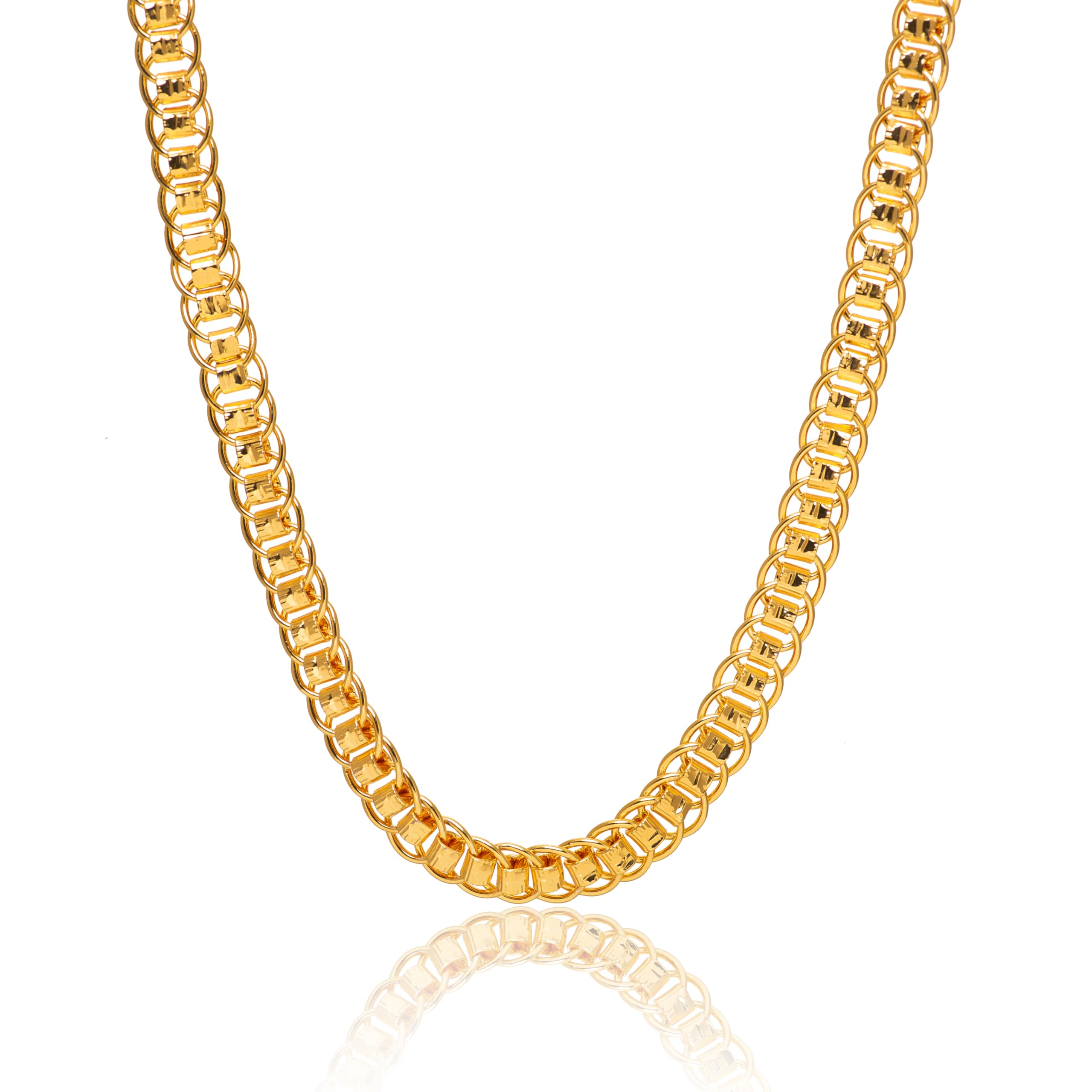18K MICRO PLATED Golden Neck Chain For Boys & Mens |Gold Plated |Interlink Neck |Necklace Chains |Stylish |Locket|Fancy Design