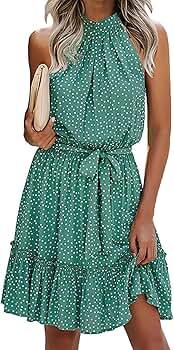 SISKIN Women's 2025 Summer Beach Hobo Ruffle Trim Dresses Sleeveless Flowy Vocation Sun Dress