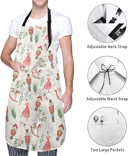 Miniatura 5 de Aytipun Christmas Aprons with Pockets Kitchen Cooking Apron Adjustable Neck for Women Men Holiday Decorations Gift
