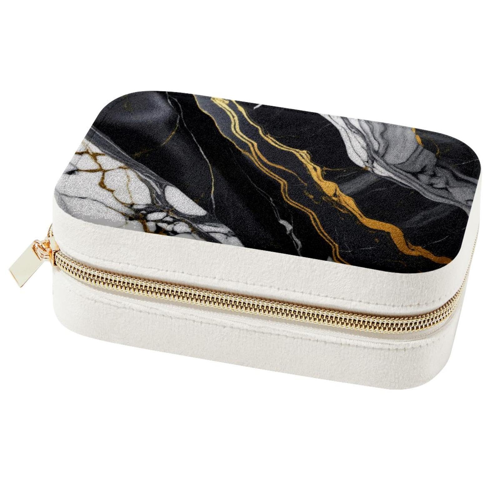 Cadeaux de demoiselle d'honneur : boîte à bijoux chic texture marbre noir