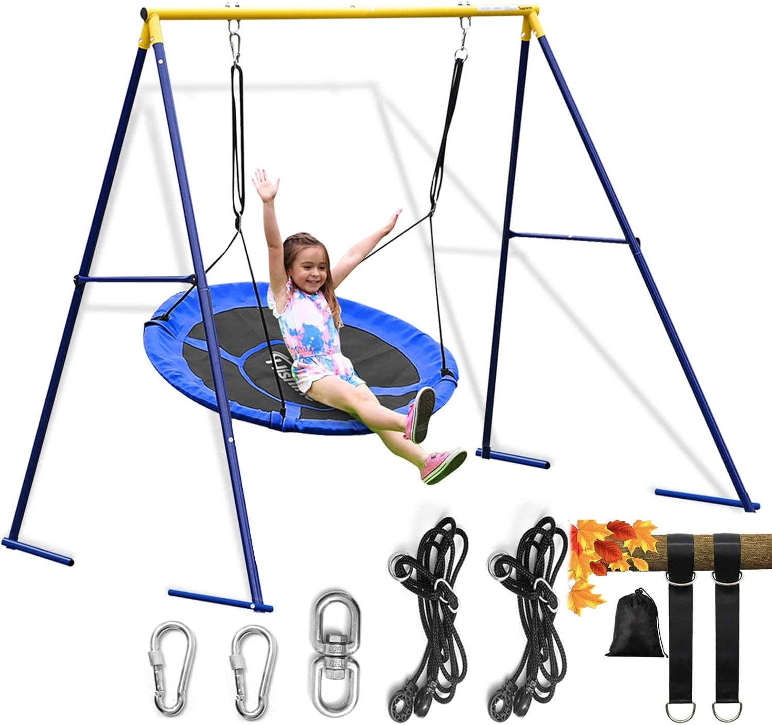 Buy Swing Set43” Saucer Tree Swing &71” High A Frame Swing Stand