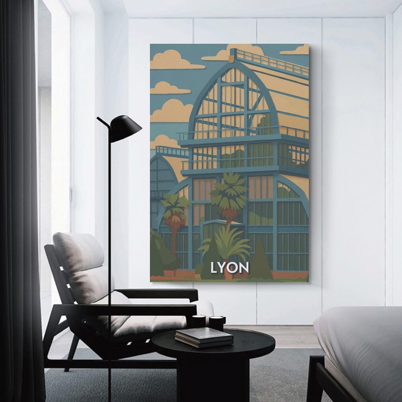 Junmoney Home Decor Wall Art Lyon France Botanical Garden Illustration, 24x36inch(60x90cm), for Flats, Guest Rooms Or Compact Rooms, Wall Decor with Flexible Room Appeal