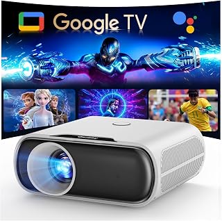 [2000 ANSI/GoogIe TV/10,000+ Apps] Goiaey C26 Smart Projector, Native 1080P, 4K Support, HDR10, GoogIe Voice, WiFi Cast, Portable Outdoor Movie Projector for Home Theater