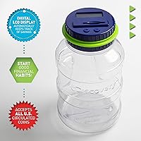 Vista 4 de Discovery Kids - Tarro de dinero digital con pantalla LCD cuentamonedas y tapa giratoria, lleva un registro del saldo, moneda estadounidense