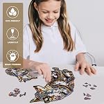 MYS A·U·R Puzzles en bois pour adultes Mandala Wolf Puzzle de la famille 200Pcs Formes uniques Puzzles d'animaux Cadeau fabuleux pour les enfants et les adultes à l'anniversaire,Action de grâce,Noël 11.2x11.3