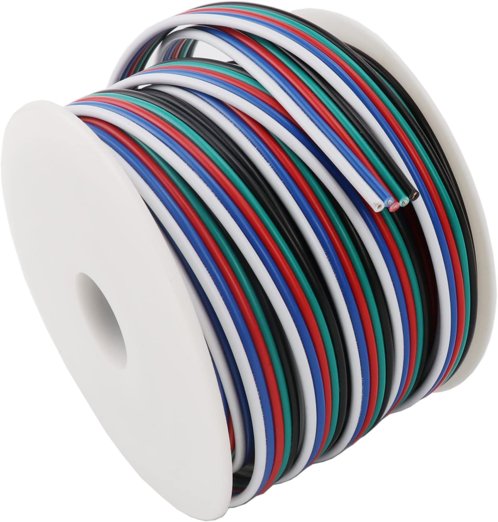RGBSIGHT 40FT 18 Gauge RGBW LED Strip Extension Cable 18AWG 5pin 5 Color Stand Wire for RGBW RGBWW LED Ribbon Lamp Tape Lighting (40 Feet per Spool)