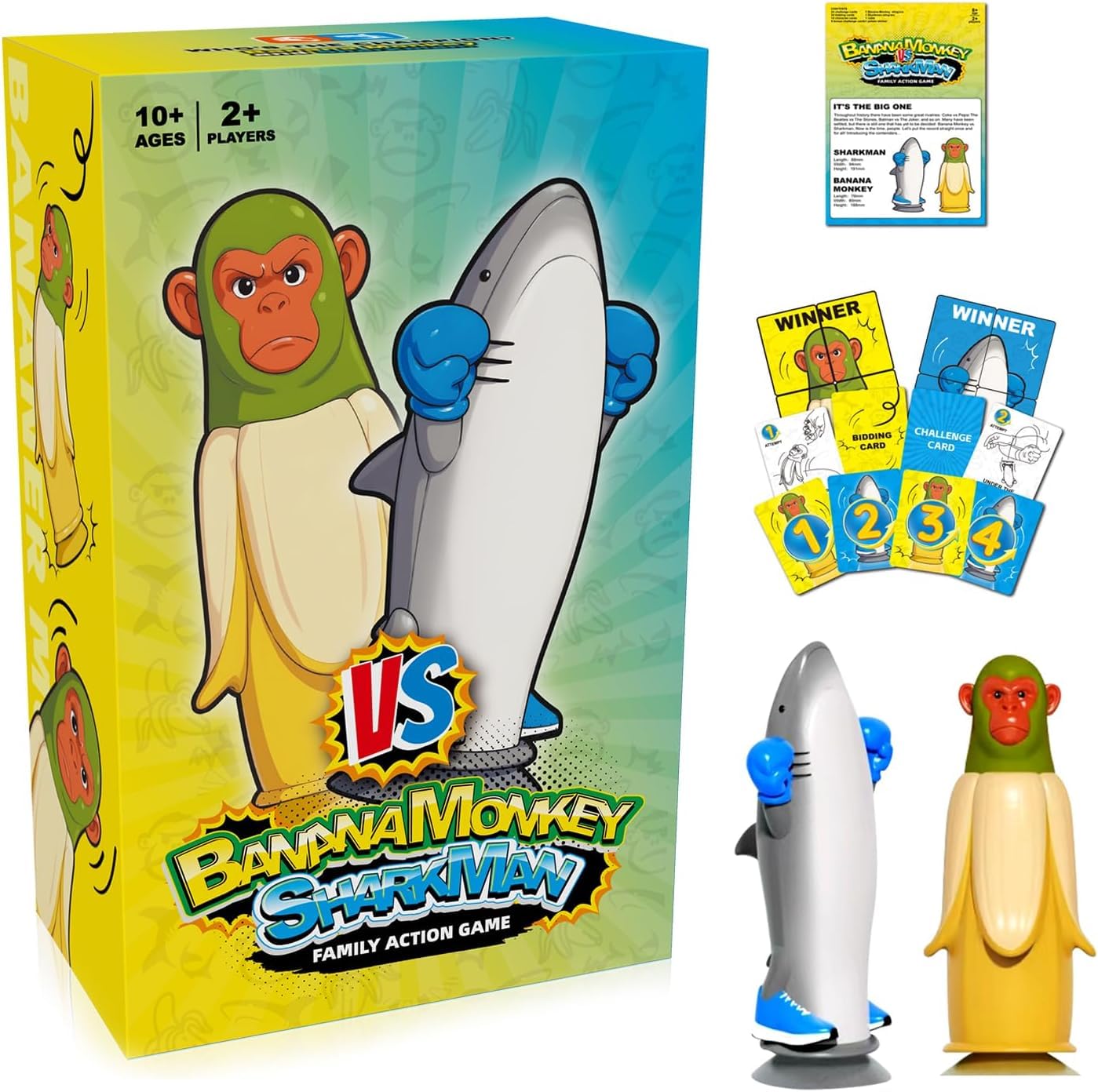 Happium Tralalero Shark vs Shimpanzinni Bananini: Italian Brainrot Flip Challenge Game, Banana Monkey vs Shark Flipping-Fun Party Game for Families & Christmas, Includes Bonus Cards