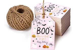 WRAPAHOLIC Halloween Gift Tags Set: 100PCS 2 x 3 Inch Pink Ghost...