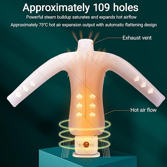 Automatic Shirt Dryer and Ironer, Ironing Manikin Dryer and Ironer, Portable Inflatable Garment Wrinkle Remover, for Shirts, Pants, Shoes, Skirts Standard