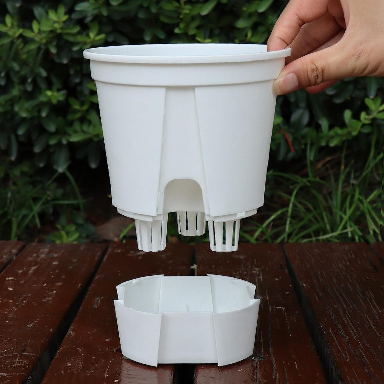 MINGZHE 5pcs Orchid Pot, Plastic Plant Pot Indoor Outdoor, with Holes for Repotting, Clear Orchid Pot with Holes and Saucers, Breathable Slotted Orchid Planters, Plastic Flower Plant Pots(White-7in)