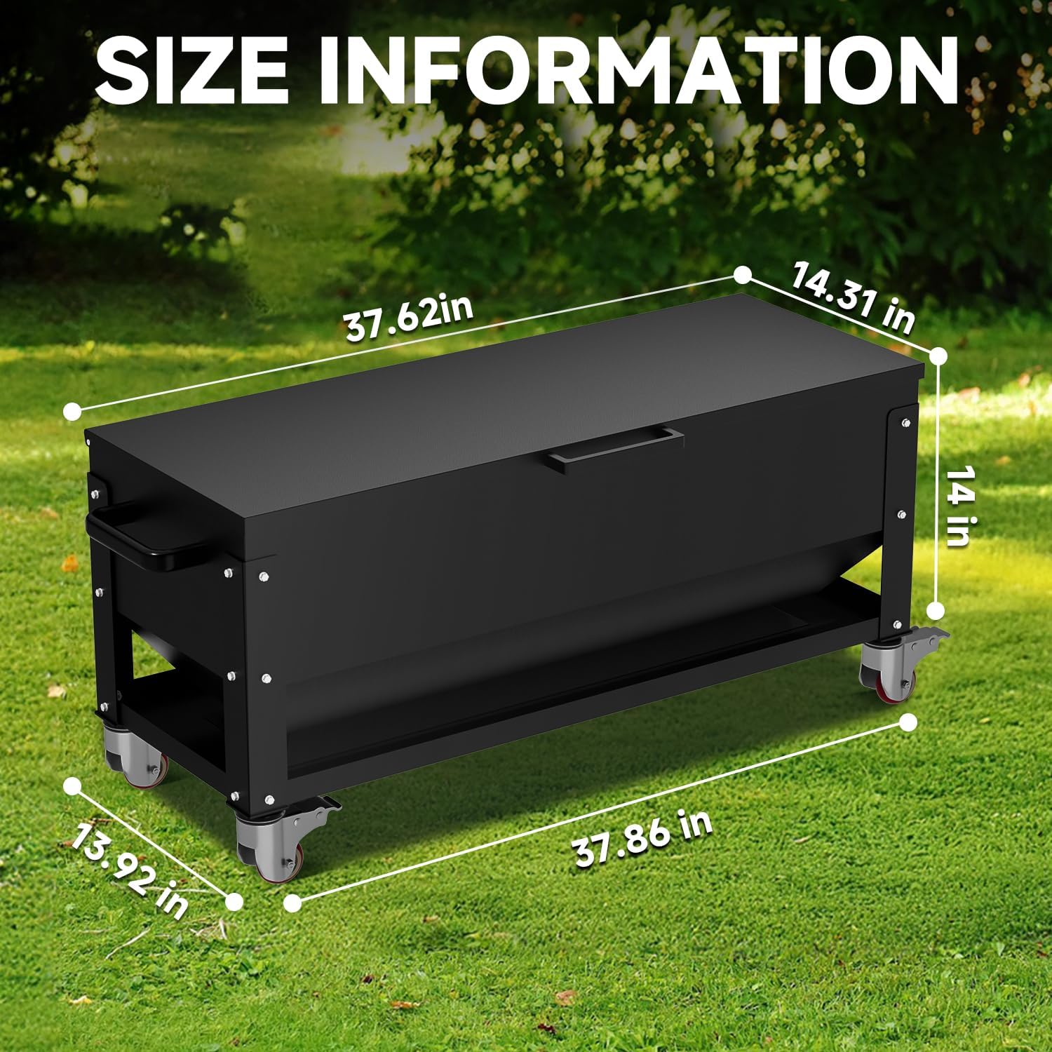 Portable Metal Chicken Feeder with Waterproof Lid, Freestanding Chicken Feeding Box with 120 lbs Large Capacity for Chickens, No Waste Gravity Poultry Feeder
