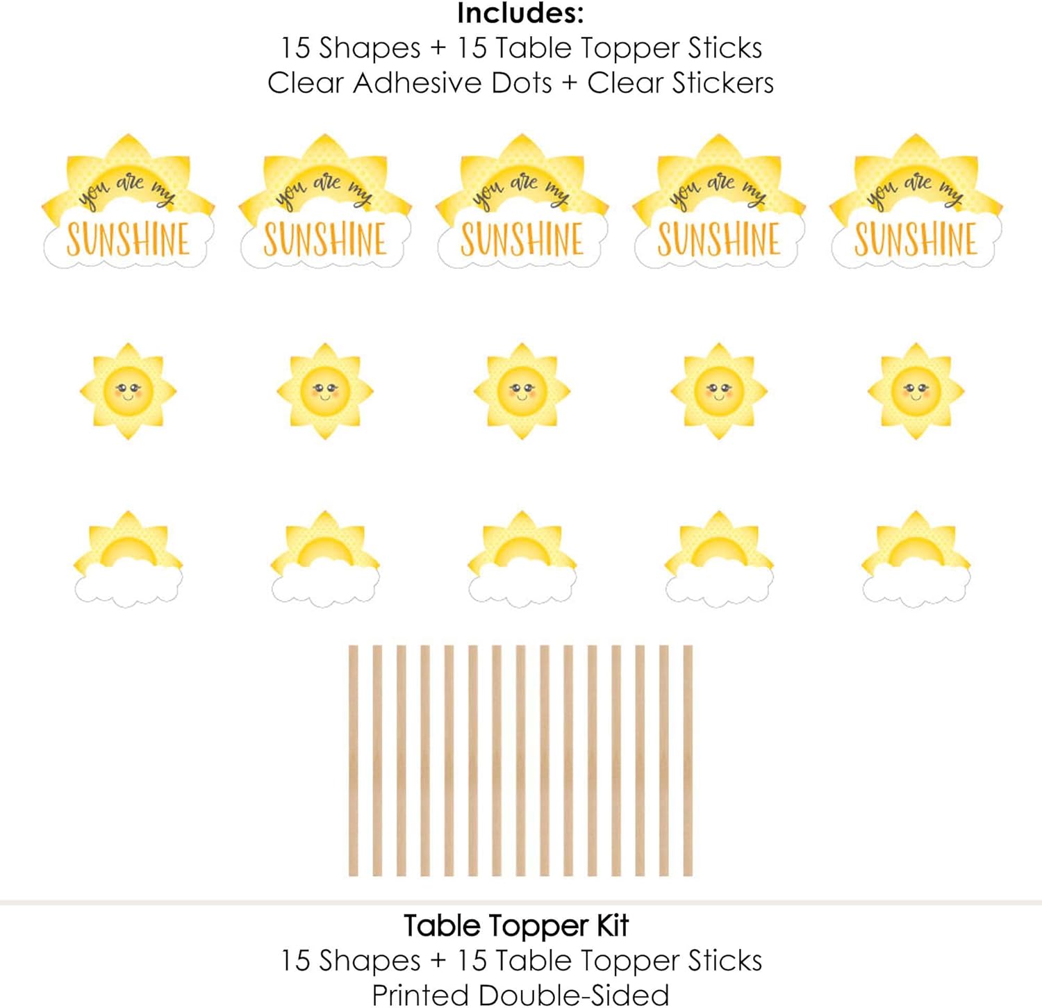 Big Dot of Happiness You are My Sunshine - Baby Shower or Birthday Party Centerpiece Sticks - Table Toppers - Set of 15 (Pack of 2)