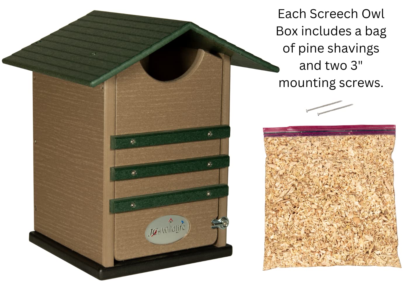 Ultimate Poly Screech Owl or Saw-Whet Owl House Nesting Box 082045032970-Poly