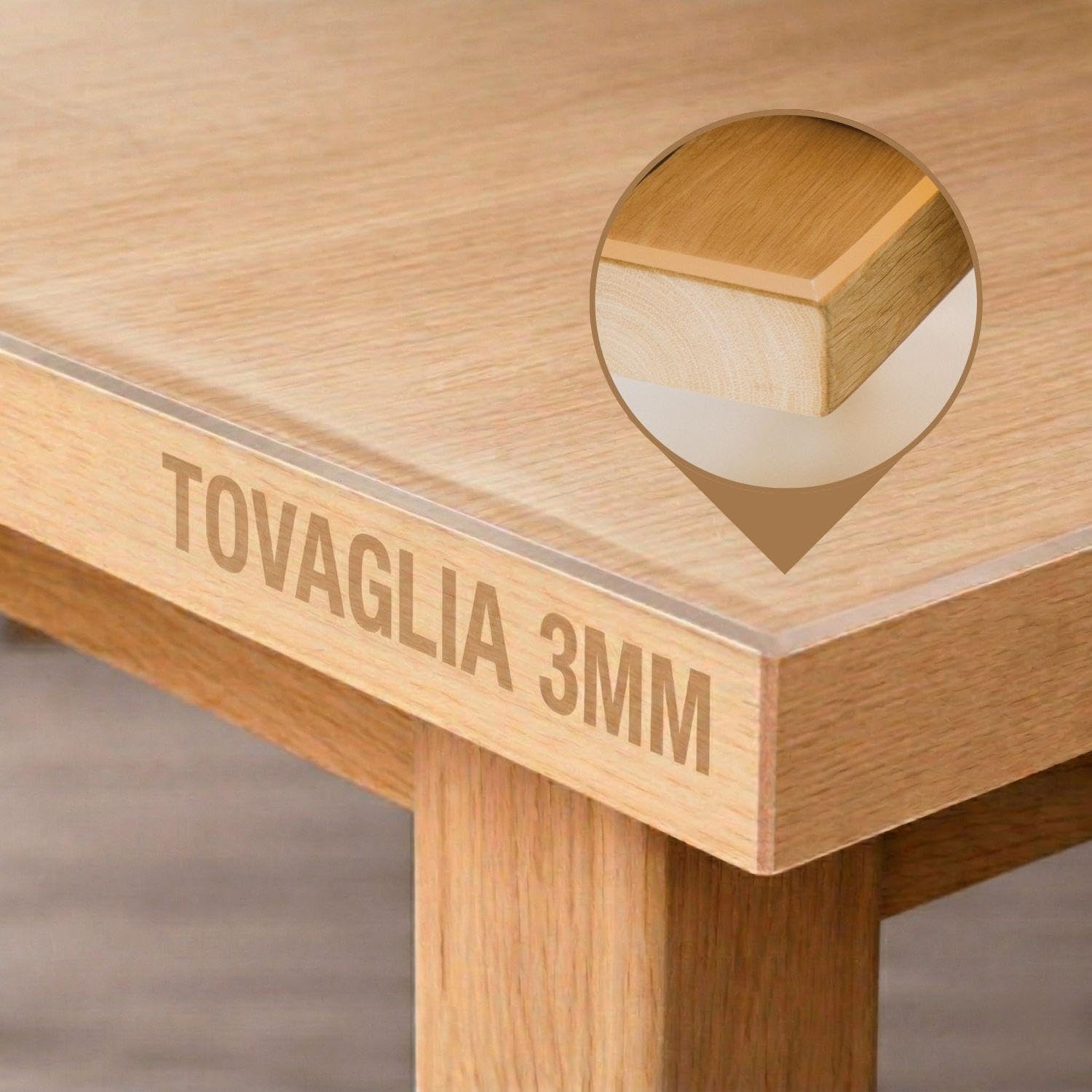 Trente Pellicola per tavolo 80 x 180 cm - spessore 3 mm - protezione per tavolo con bordi smussati, tovaglia trasparente, rettangolare, dimensioni a scelta, pellicola protettiva, lavabile