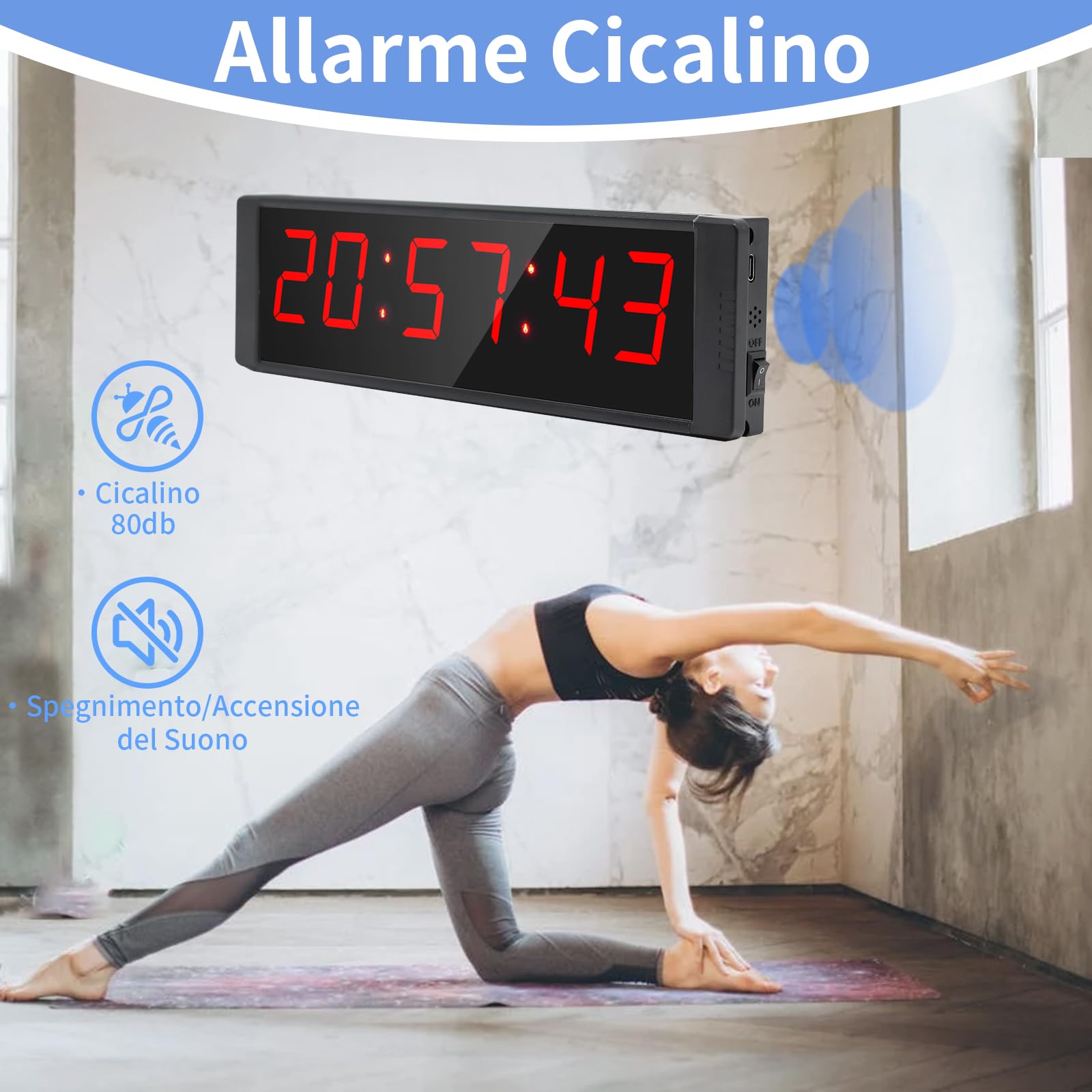 Countdown Timer 12/24H Orologio da Parete Digitale con Telecomando Ricaricabile Cronometro Sportivo