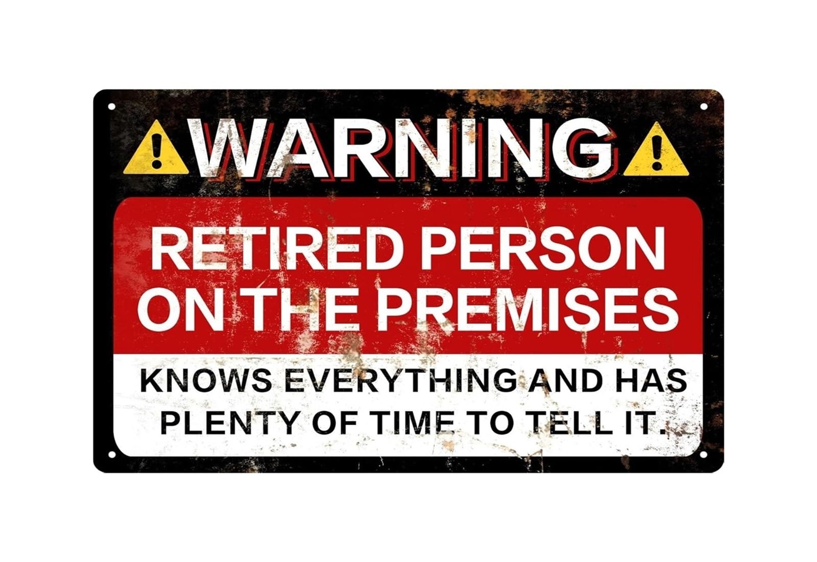 PKNVKZIDK Funny No Soliciting Sign Vintage Metal Tin Sign Humorous Retired Person Warning for Home Porch Wall-Art 8 X 12 inch