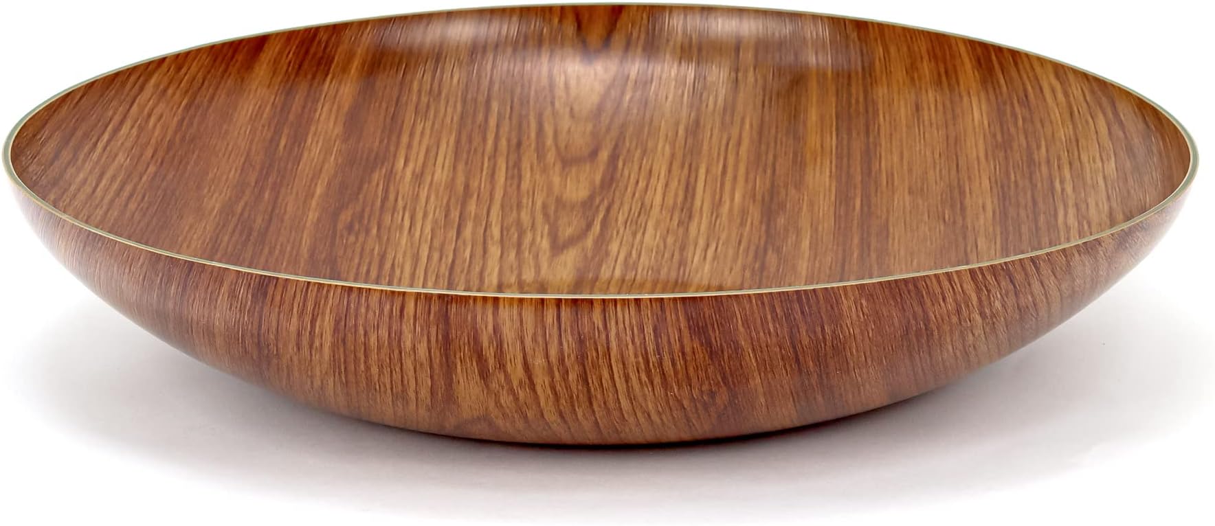 Evelin Polystyrene Wood Venice Bowl 45 CM, Wooden Big Serving Bowl to Serve Rice, Salad, Soup, Fruits, Snacks Handcrafted Round Bowls Dinnerware Kitchen Tableware Brown Color