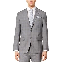 Tallia Orange Mens Slim-Fit Gray/Blue Plaid Suit