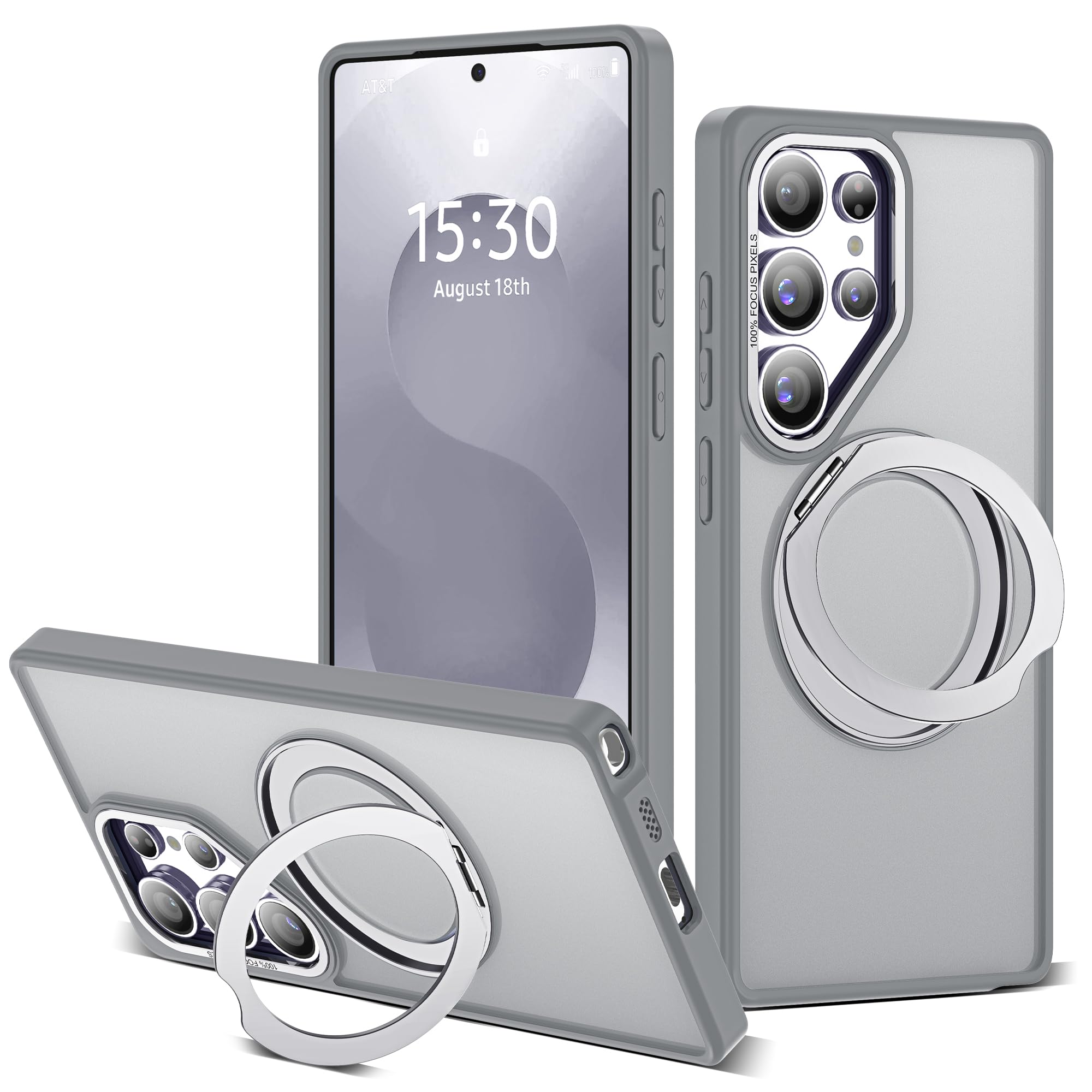 for Samsung Galaxy S25 Ultra Case with 360° Spin Stand,Gray