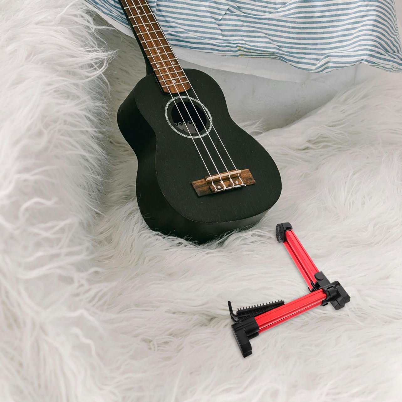 Supporto per Chitarra e Zhongruan da Terra Pieghevole, Lega di Alluminio e Silicone, Stabile per Uso Domestico, Colore Rosso