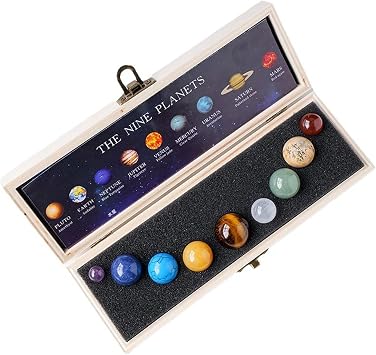 9 Planets of the Solar System Natural Gemstone Planetarium Model Space Planet Handmade Specimen Ornament Home Desk Decoration Creative Celestial Gift