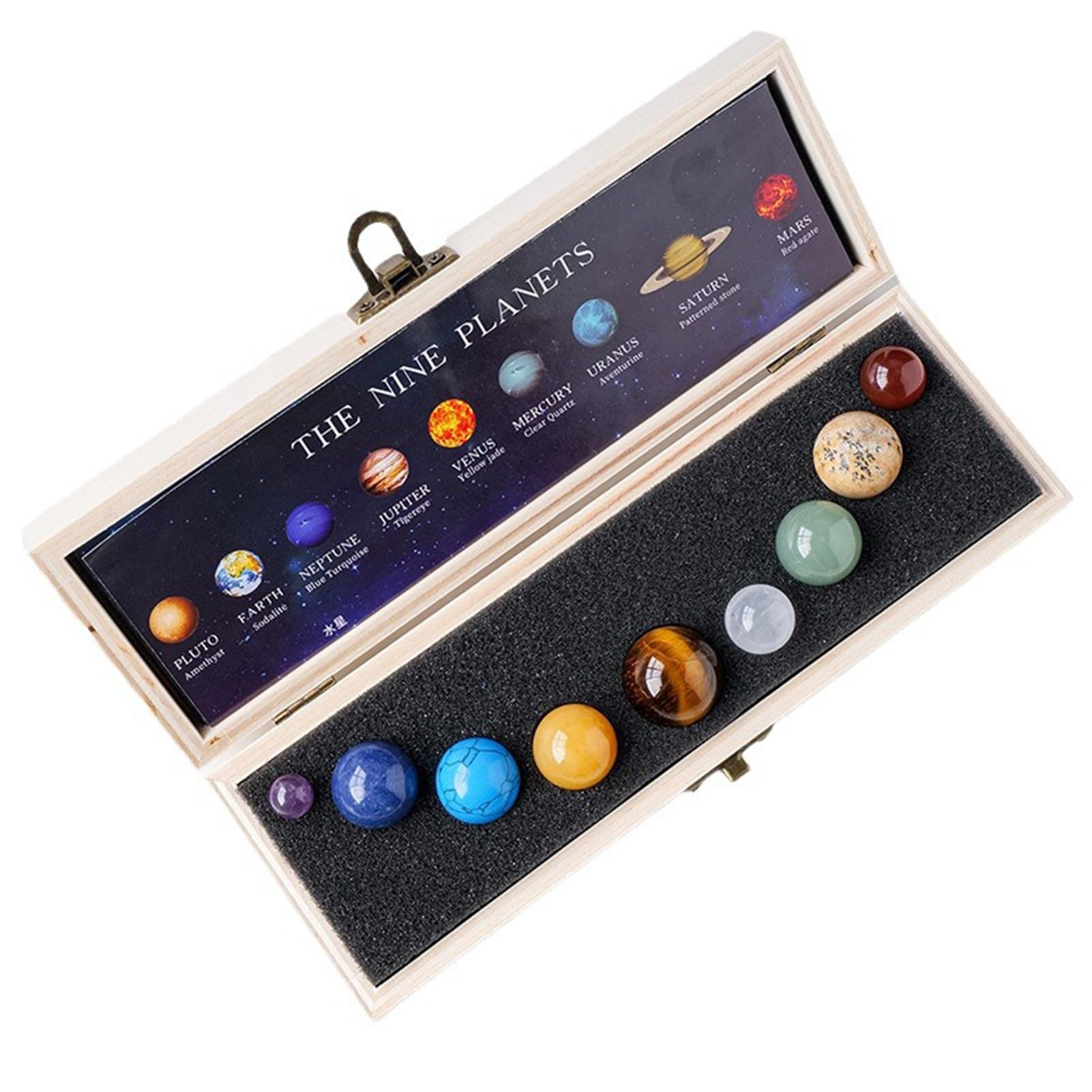 ZNEL 9 Planets in Solar System Natural Gemstone Planetarium Model