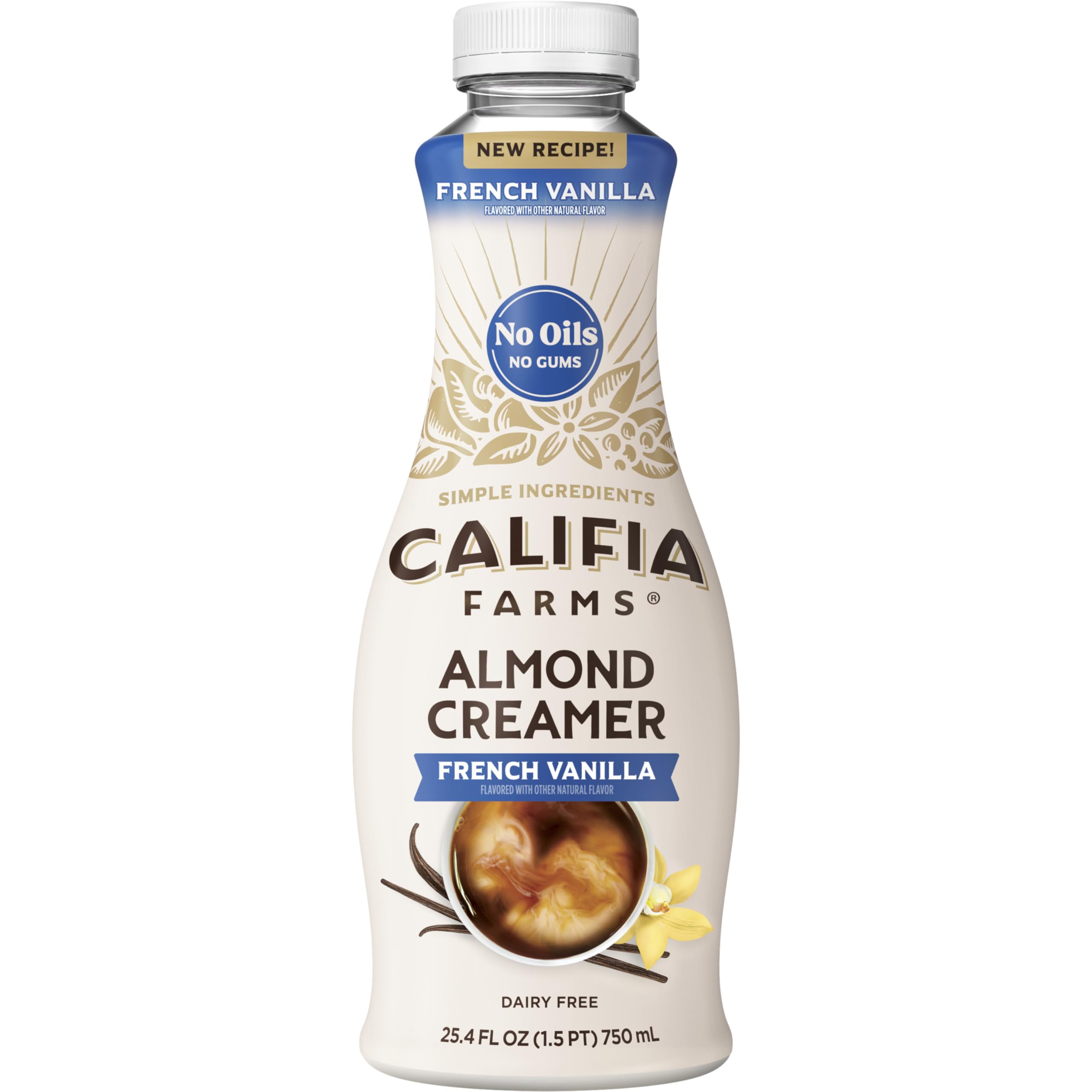 Califia Farms - French Vanilla Almond Milk Coffee Creamer 25 4 Oz Dairy Free Plant Based Vegan Gluten