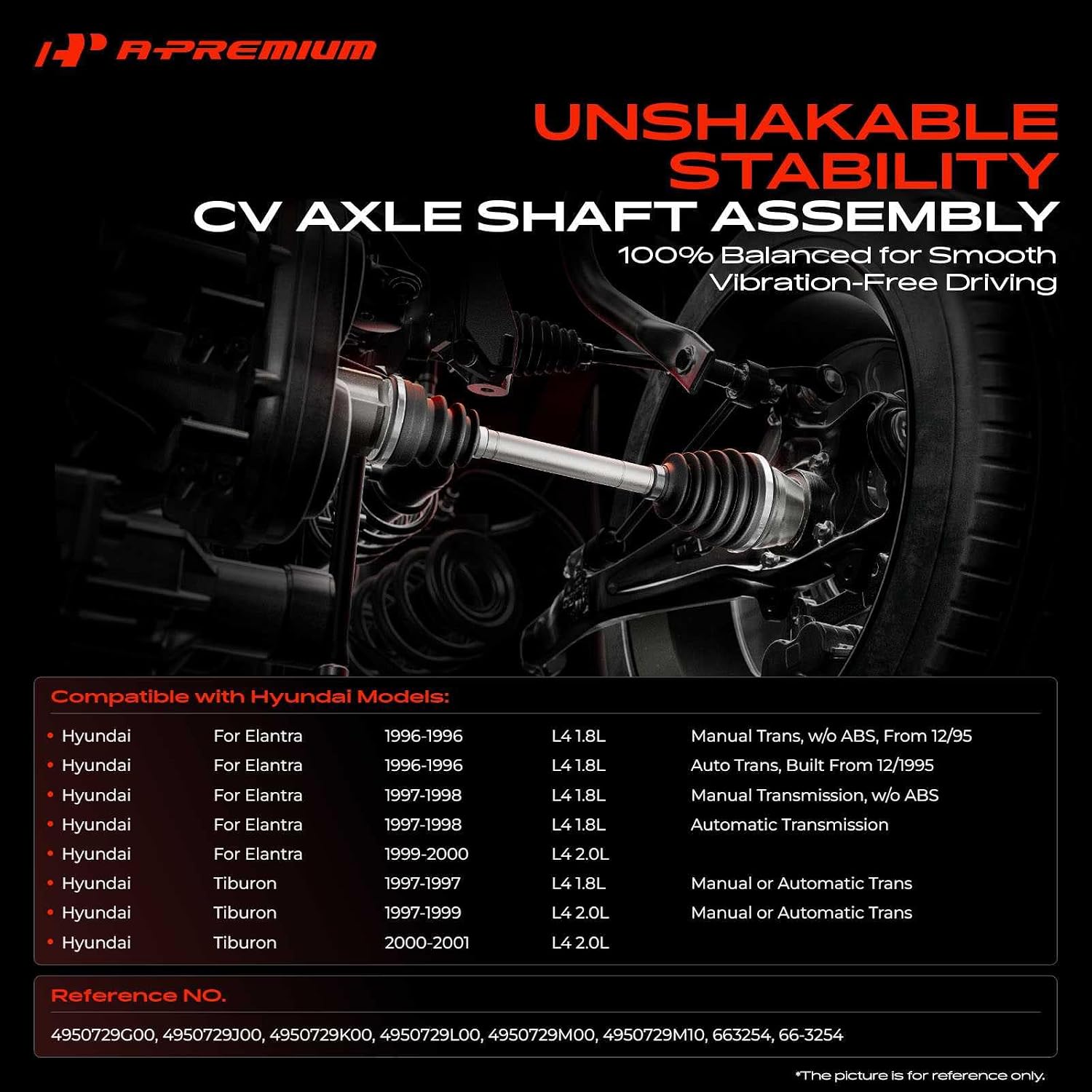 A-Premium Front Left Driver Side CV Axle Shaft Assembly Compatible with Hyundai Elantra 1996-2000, Tiburon 1997-2001, 1.8L 2.0L