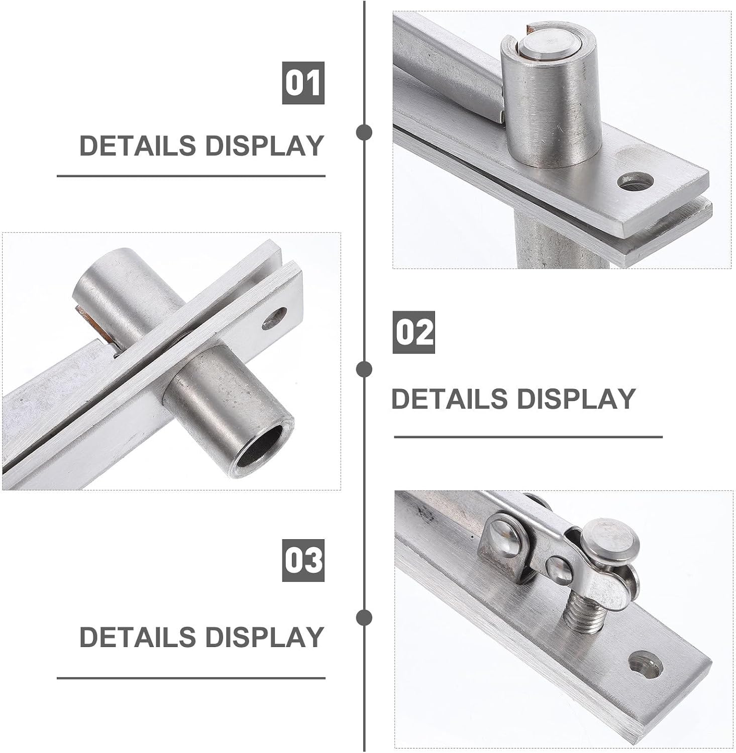 Totority Adjustable Stainless Steel Door Pivot Hinge Set, Hidden Heavy Duty Revolving Hinge for Wood Doors, Silver Finish with Top and Bottom Mount for Industrial and Residential Use
