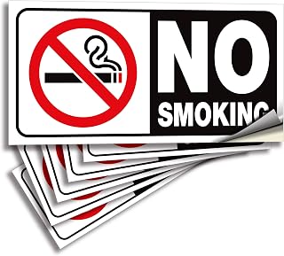 iSYFIX No Smoking Stickers Decal for Restaurants - 6 Pack 4X2 inch - Premium Self-Adhesive Vinyl Label, Laminated for UV, Weather, Water & Fade Resistance, for Home, Office, Schools, and Business
