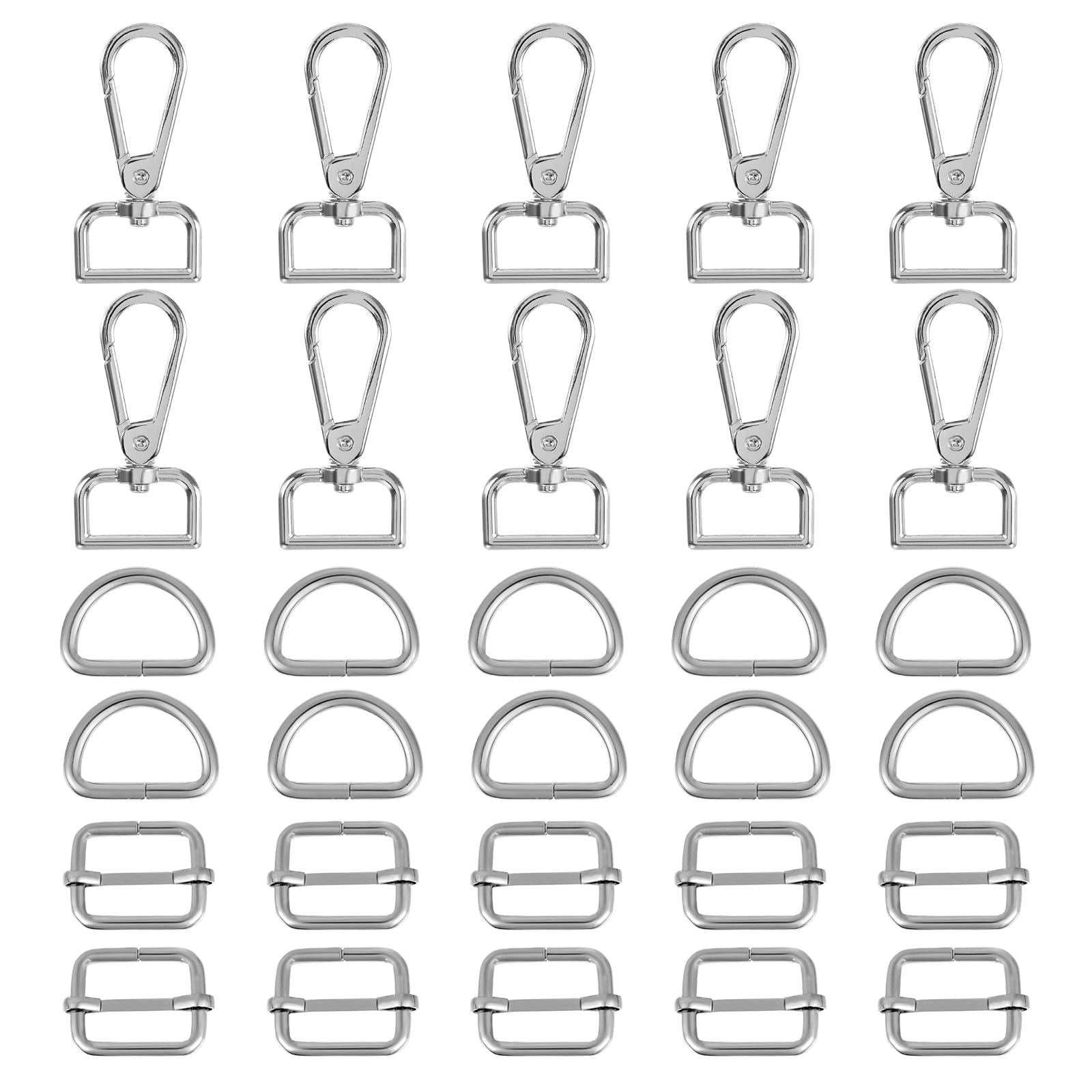 Yuunheg 30pcs Swivel Snap Hooks Kit,Heavy Duty Swivel Snap Hooks with D Ring and Slide Buckle