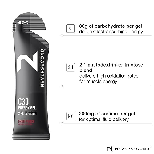 Miniatura 3 de Neversecond Gel energético C30, nutrición e hidratación de rendimiento, gel energético Never2 para ultra triatlones, ciclismo y maratones (sabor a