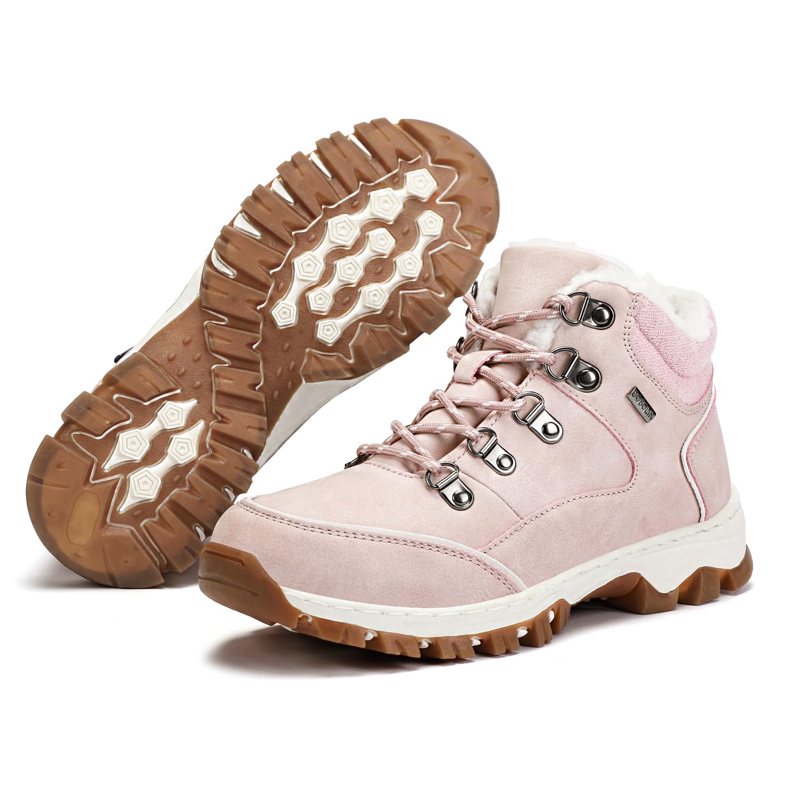 DOBOLIN Stivali Donna Inverno Scarpe da Neve Caldi Snow Boots Impermeabili Stivaletti Pelliccia Stringate Outdoor