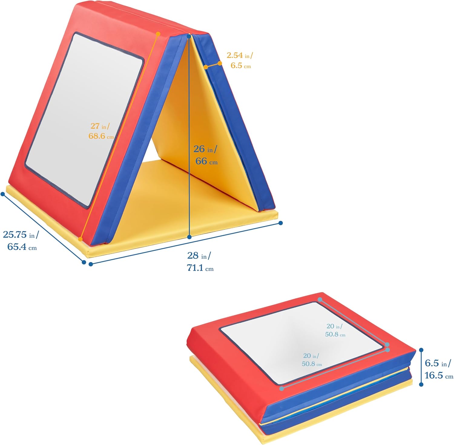 ECR4Kids SoftZone Folding Floor Mirror, Sensory Toy, Assorted