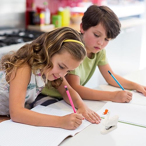 Miniatura 9 de Operitacx Grapadora de animales de madera, costura de escritorio con forma de pato, mini grapadora de escritorio, escultura de estatua de talla de