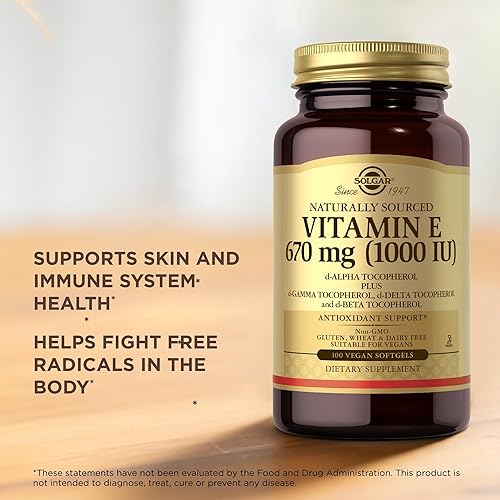 Miniatura 5 de Solgar Vitamina E 670 mg (1000 UI) - 100 cápsulas blandas veganas - Antioxidante natural - Sin OMG, sin gluten - 100 porciones