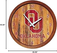 Vista 467 de The Fan-Brand NCAA Oklahoma Sooners: Faux Barrel Top Wall Clock Sports Team Bar Sign Décor - Home Man Cave, Party Decoration - Made On Demand