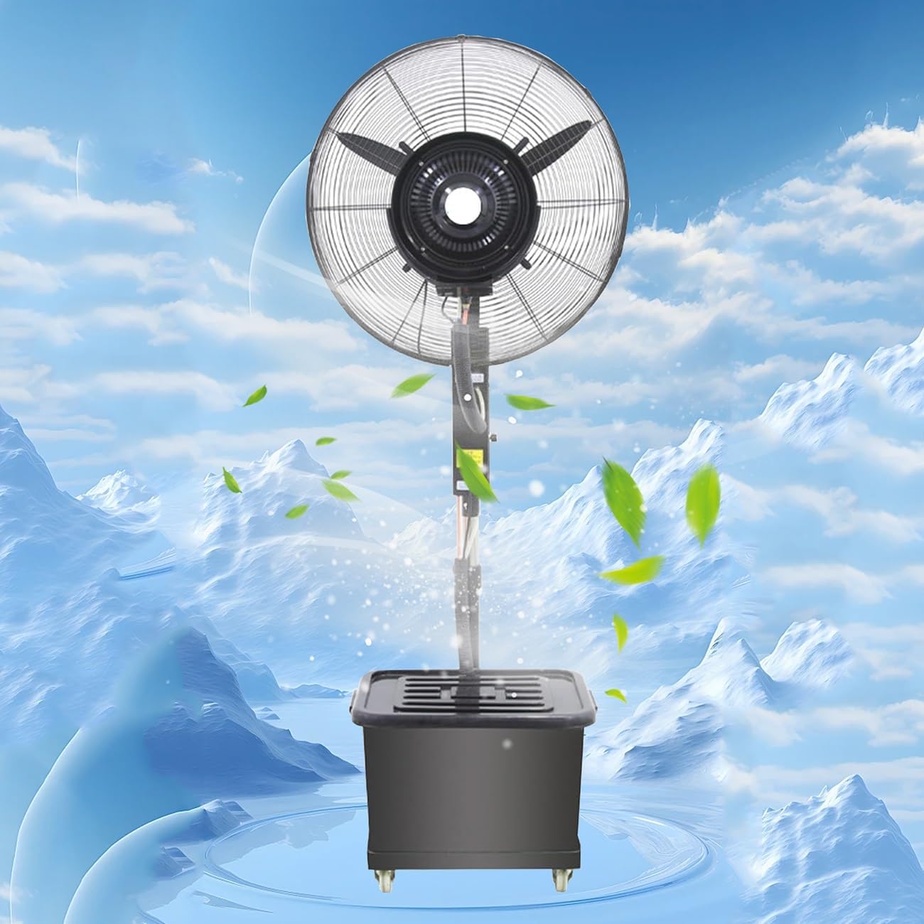 Misting Fan Moving Oscillating Spray Fans with 42L Water Tank, Commercial Industrial Floor Fan, Outside Patio Cooling Fan for Backyards(75cm)