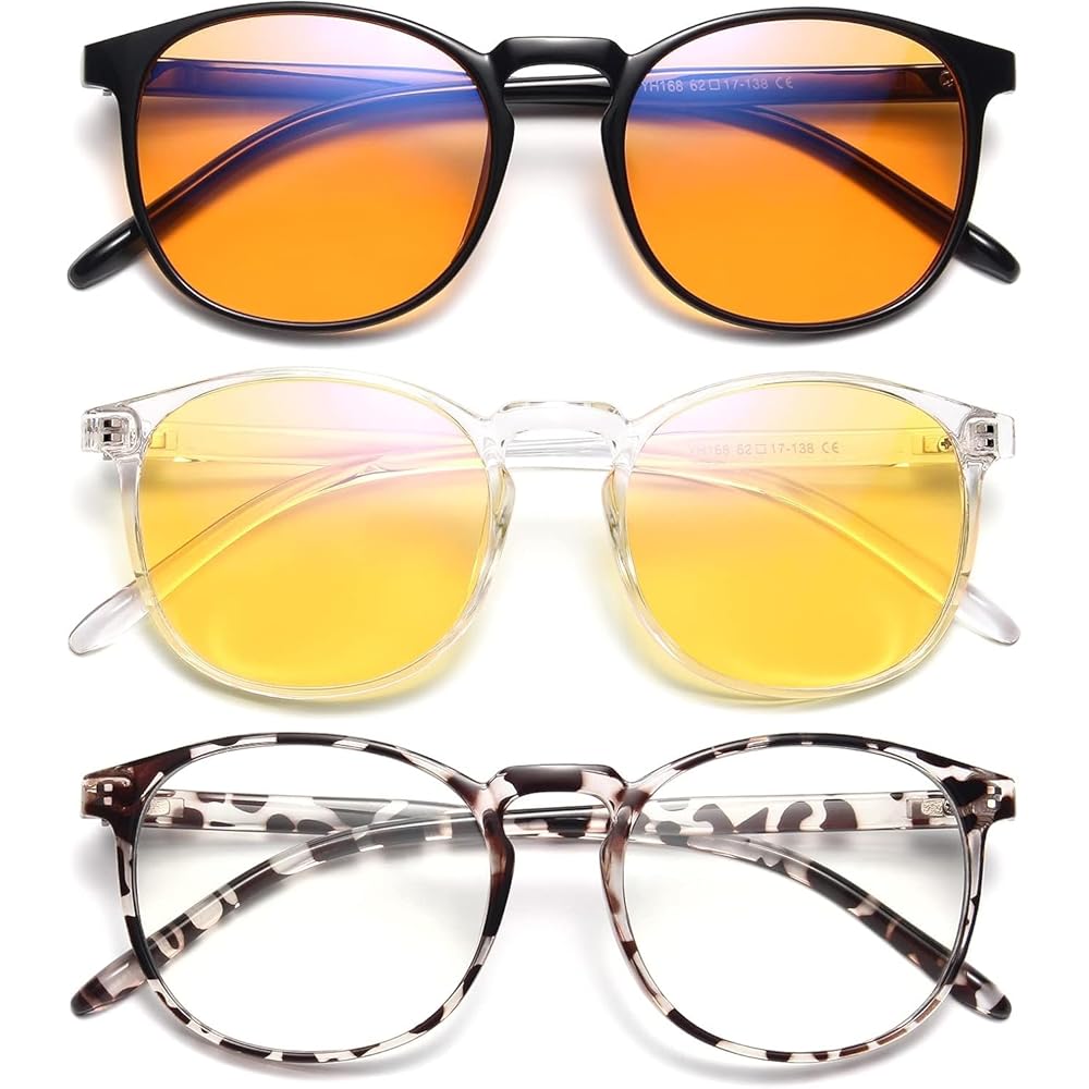 IBOANN Chic & Comfy Blue Light Glasses for Women - 3-Pack Round Frames, Screen-Ready Style with UV Protection Coating