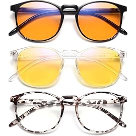 IBOANN Chic & Comfy Blue Light Glasses for Women - 3-Pack Round Frames, Screen-Ready Style with UV Protection Coating