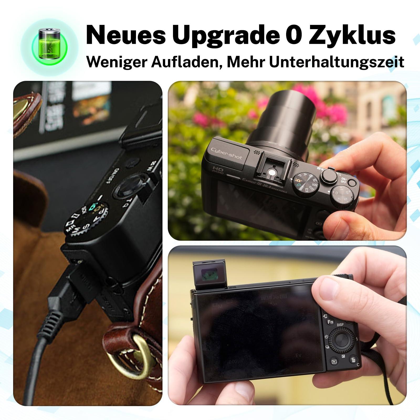 3er-Pack 1520mAh NP-BX1 Akku mit Ladegerät,Hohe Kapazität Akku für Sony NP-BX1, ZV-1, ZV-1 II, Cyber-Shot DSC-RX100, DSC-RX100 VII/VI/V/IV/III/II/VA (M7-M2), HDR-CX405, FDR-X3000, HX300