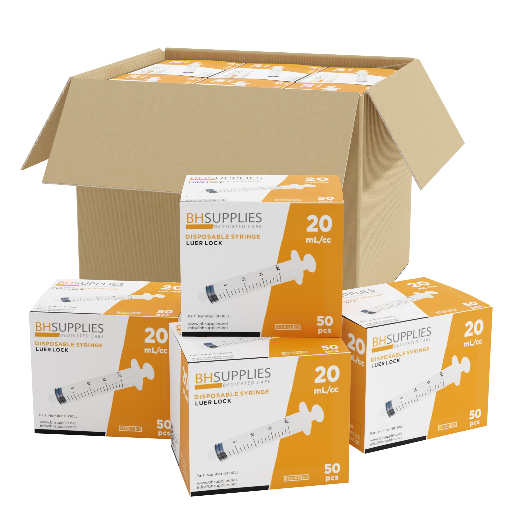 BH Supplies 20ml Luer Lock Tip Syringes (No Needle) - Sterile, Individually Wrapped - 50 Syringes — Amazon image 5