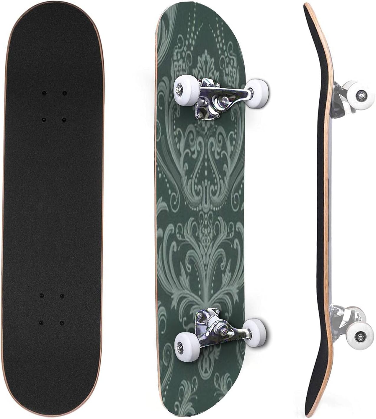 Classic Concave Skateboard seamless Leopard pattern and golden chain texture repeating Texture Canadian Maple Trick Skateboards for Beginners and Professionals